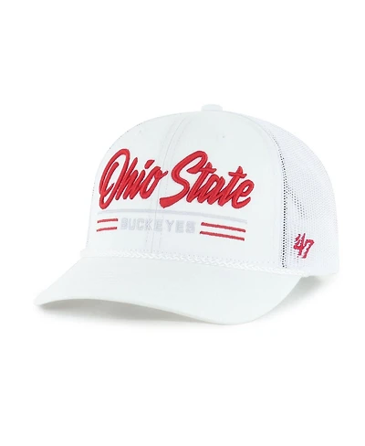 '47 Brand Men's White Ohio State Buckeyes Garner Rope Trucker Adjustable Hat