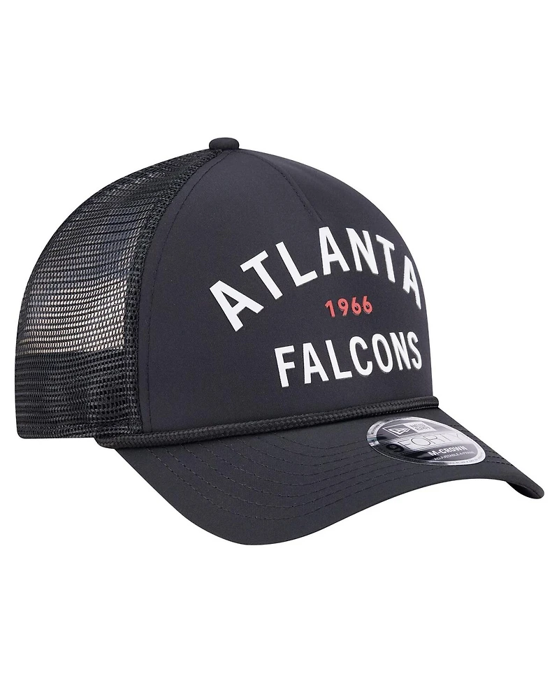 New Era Men's Black Atlanta Falcons Active Minimalist M-Crown A-Frame 9FORTY Adjustable Hat