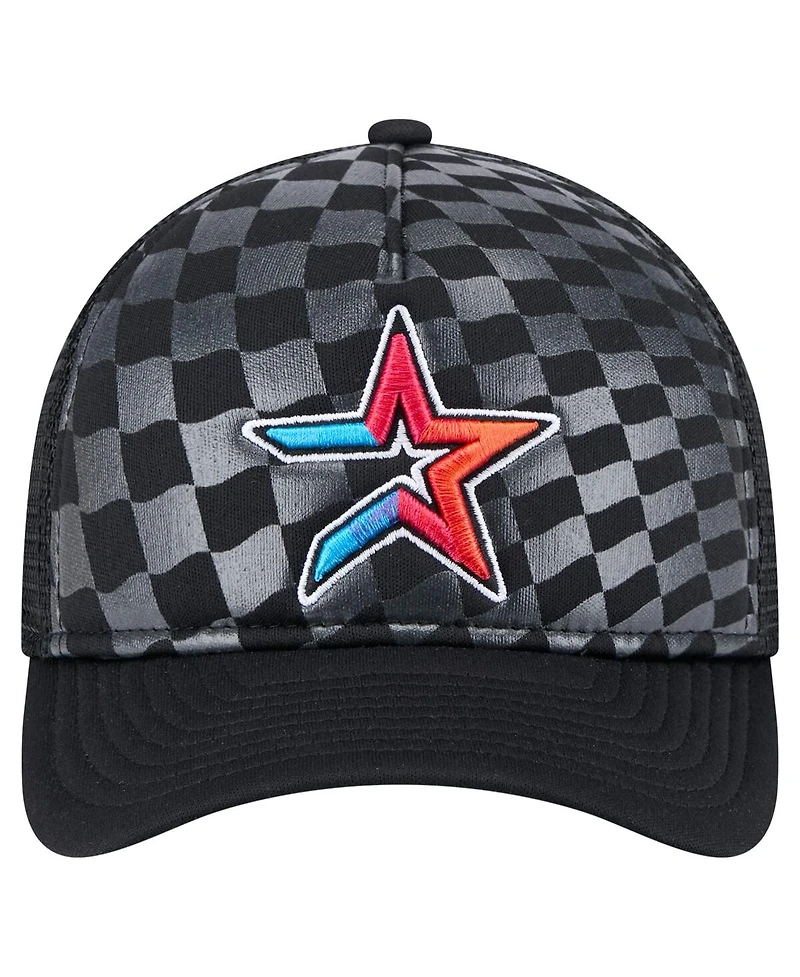 New Era Men's Black Houston Astros Gradient 9FORTY A-Frame M-Crown Trucker Adjustable Hat