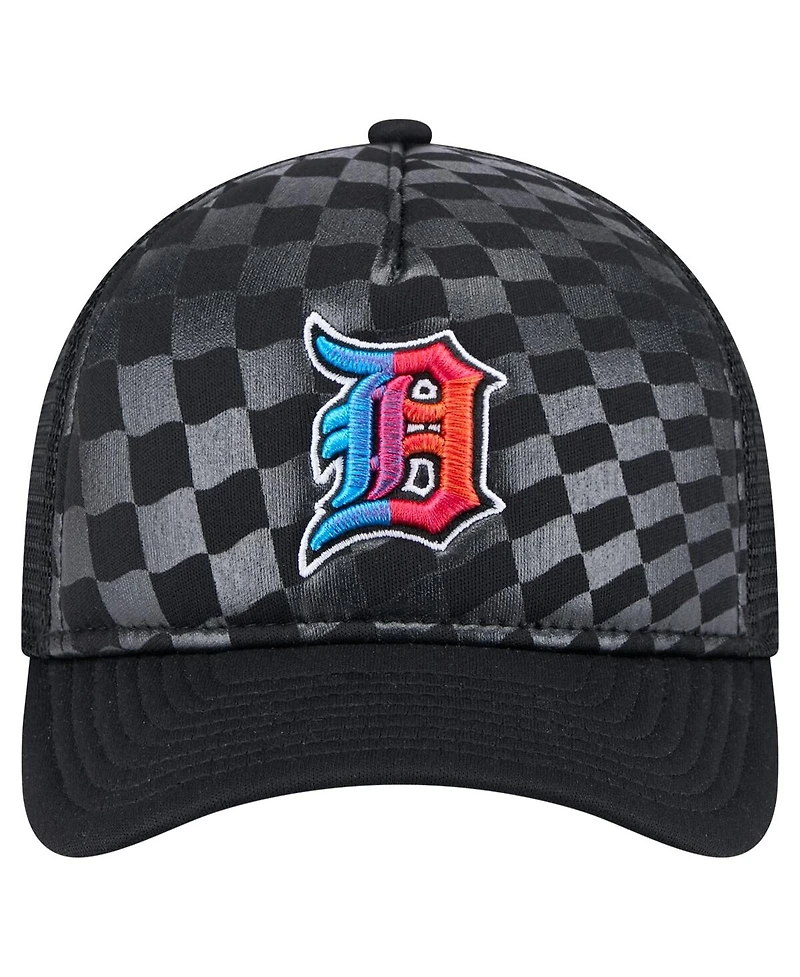 New Era Men's Black Detroit Tigers Gradient 9FORTY A-Frame M-Crown Trucker Adjustable Hat
