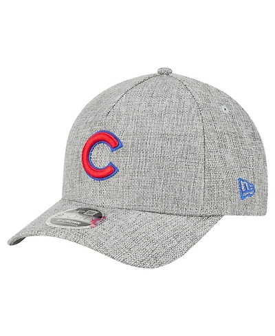 New Era Men's Gray Chicago Cubs Cotton Weave M-Crown A-Frame 9FORTY Adjustable Hat