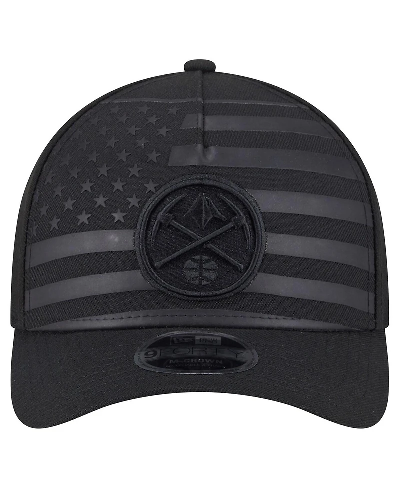 New Era Men's Black Denver Nuggets Game Day Flag A-Frame 9FORTY Adjustable Hat