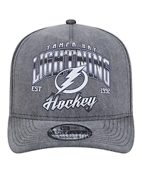 New Era Men's Charcoal Tampa Bay Lightning Throwback Washed A-Frame Pre-Curved 9FIFTY Snapback Hat