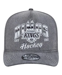 New Era Men's Charcoal Los Angeles Kings Throwback Washed A-Frame Pre-Curved 9FIFTY Snapback Hat