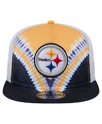 New Era Men's Gold/Black Pittsburgh Steelers Throwback Dye Golfer Snapback Hat