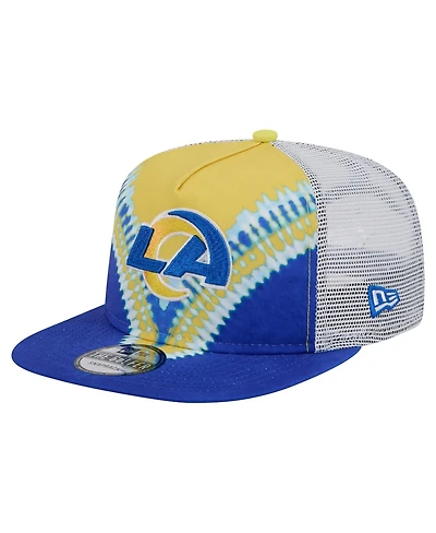 New Era Men's Gold/Royal Los Angeles Rams Throwback Dye Golfer Snapback Hat