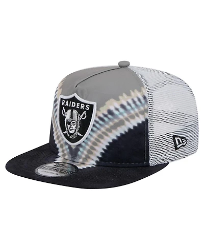 New Era Men's Gray/Black Las Vegas Raiders Throwback Dye Golfer Snapback Hat
