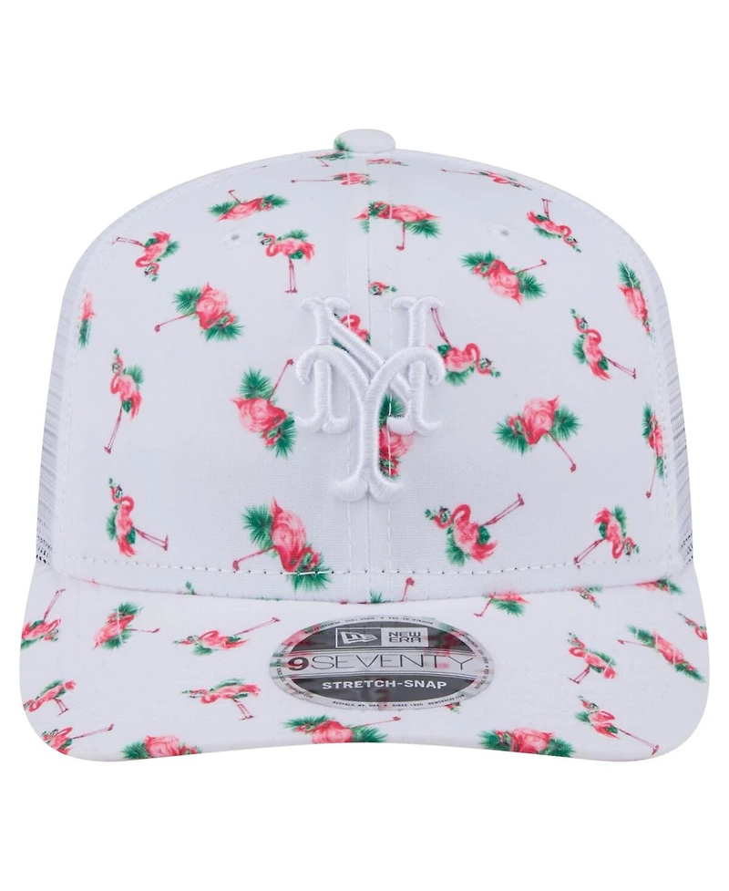 New Era Men's White New York Mets Flamingo Mesh Back 9SEVENTY Stretch-Snap Hat