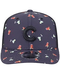 New Era Men's Black Chicago Cubs Adventure Drinks Pattern 9SEVENTY Stretch-Snap Hat