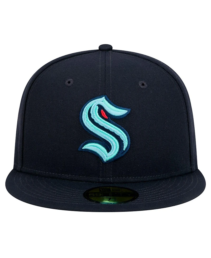 New Era Men's Deep Sea Blue Seattle Kraken Core 59FIFTY Fitted Hat