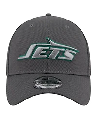 New Era Men's Graphite York Jets Main 39THIRTY Flex Hat