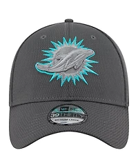 New Era Men's Graphite Miami Dolphins Main 39THIRTY Flex Hat