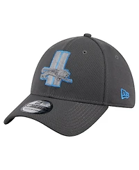 New Era Men's Graphite Detroit Lions Throwback Logo Main 39THIRTY Flex Hat