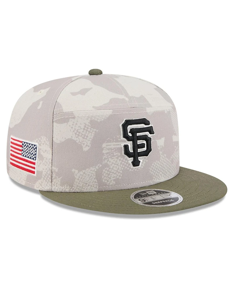 New Era Men's Light Beige/Olive San Francisco Giants 2025 Armed Forces Day Split Panel 9FIFTY Snapback Hat
