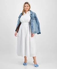 On 34th Trendy Plus Short-Sleeve Popover Shirtdress, Exclusively at Macy's