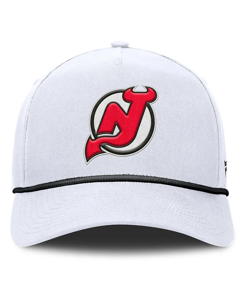 Fanatics Men's White New Jersey Devils Rope A-Frame Adjustable Hat