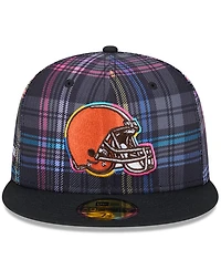New Era Men's Black Cleveland Browns 2024 Nfl Crucial Catch Plaid 59FIFTY Fitted Hat