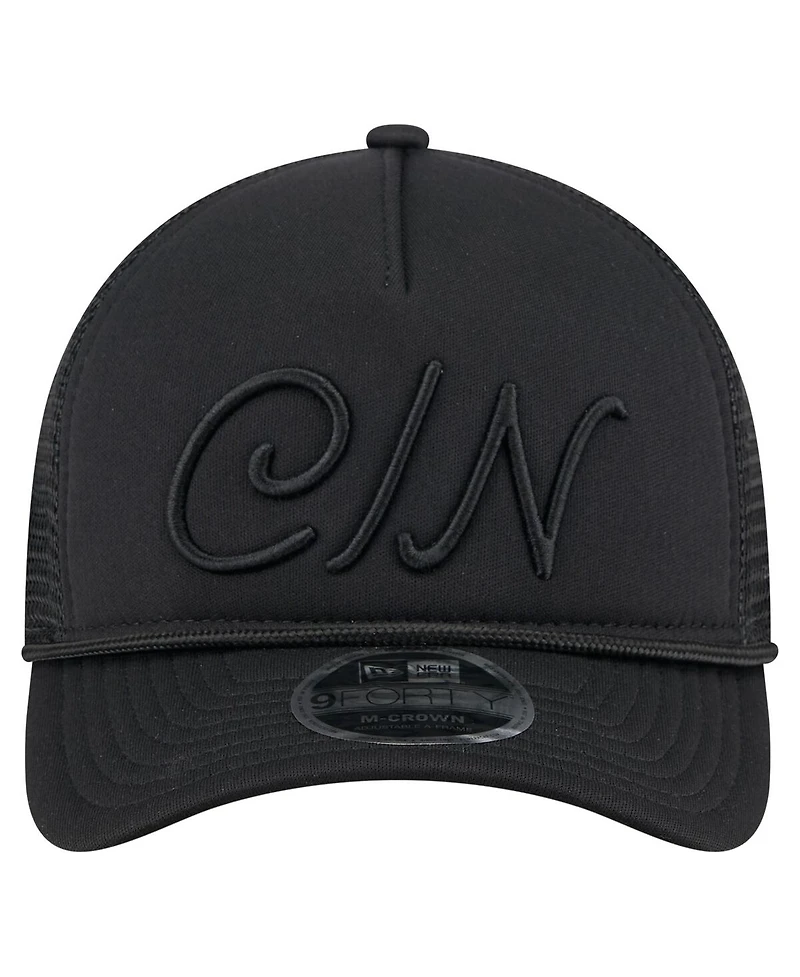 New Era Men's Black Cincinnati Reds City Initial 9FORTY A-Frame M-Crown Adjustable Trucker Hat