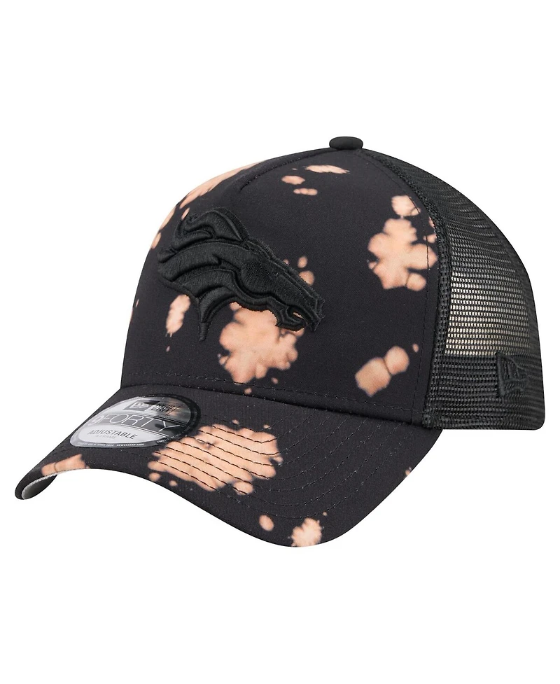 New Era Men's Black Denver Broncos Bleached 9FORTY A-Frame Adjustable Hat
