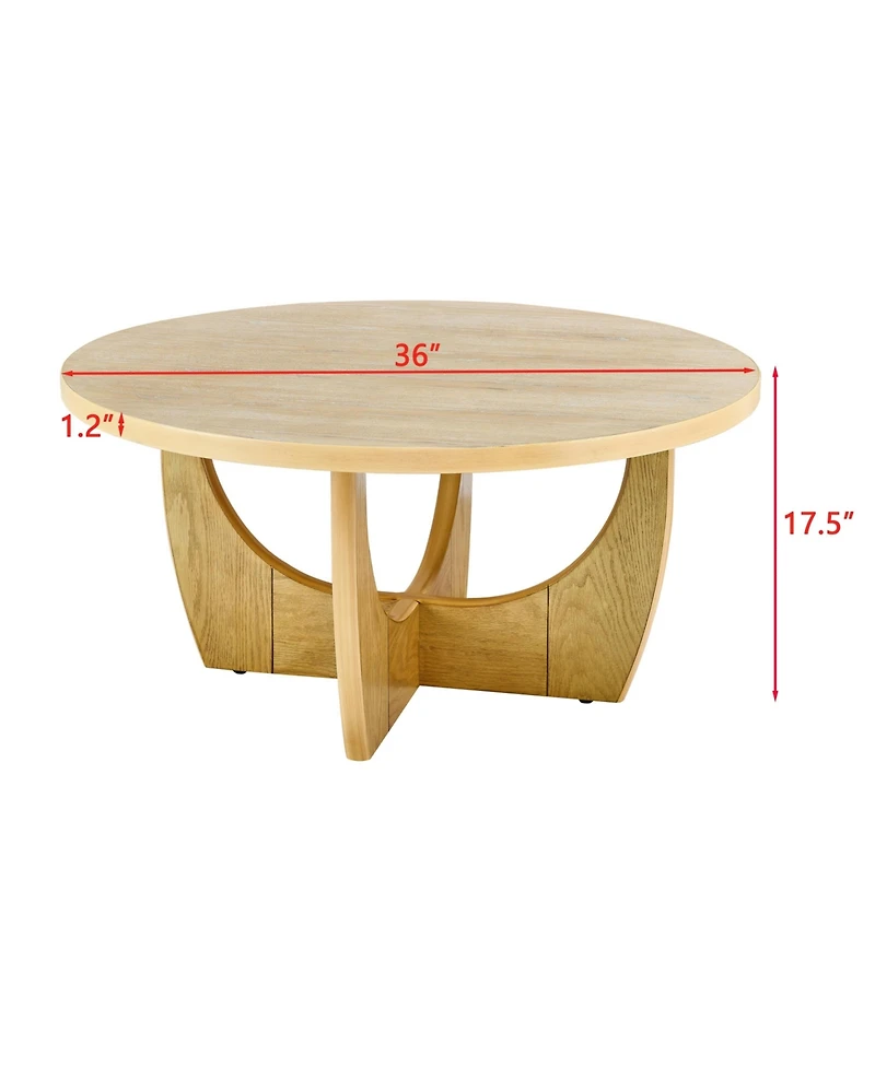 Streamdale 36" Round Coffee Table, Wooden Coffee Tables for Living Room Reception Room Bedroom (Oak Color)