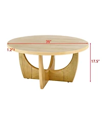 Streamdale 36" Round Coffee Table, Wooden Coffee Tables for Living Room Reception Room Bedroom (Oak Color)
