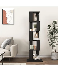 5 tier Rotating Bookshelf, Floor Rack Simple Bookcase with Acrylic plate Student Multi-Function Creative Bookshelf for Living Room with anti-toppling