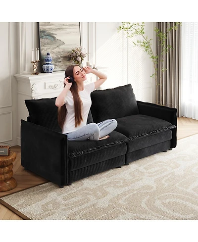 Streamdale Corduroy Loveseat Sofa with Pillows