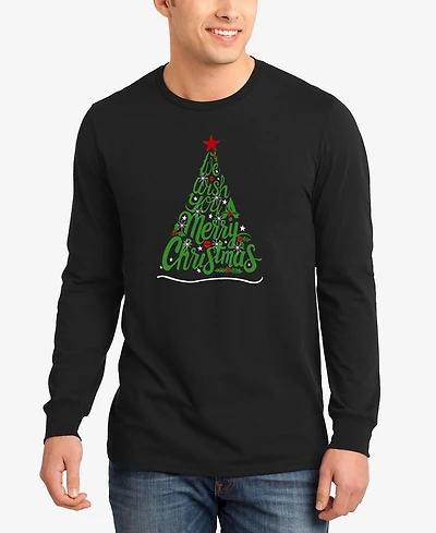 La Pop Art Men's We Wish You A Merry Christmas Word Long Sleeve T-Shirt