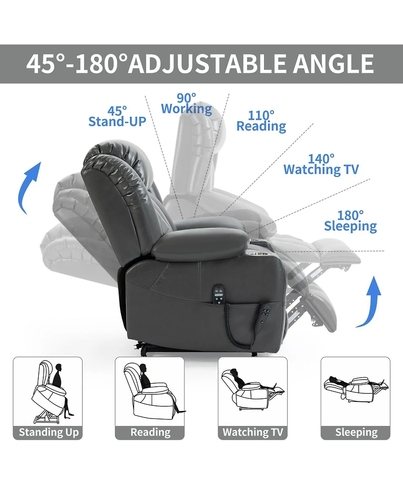 Streamdale Power Lift Massage Recliner Chair with 8 Massage Points, Gray