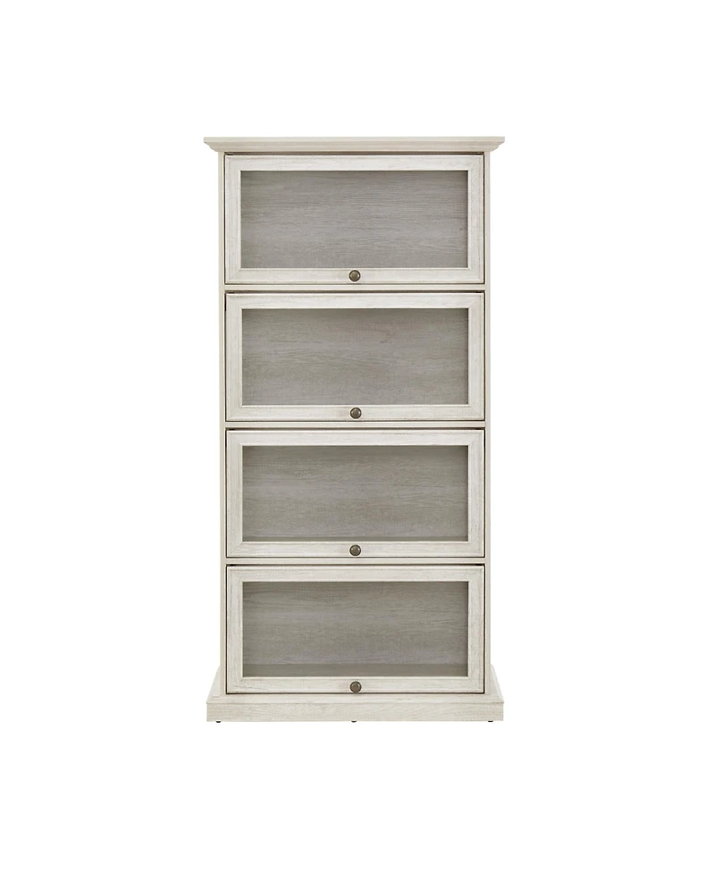 Streamdale 4-Tier Glass Display Cabinet with Flip-up Doors