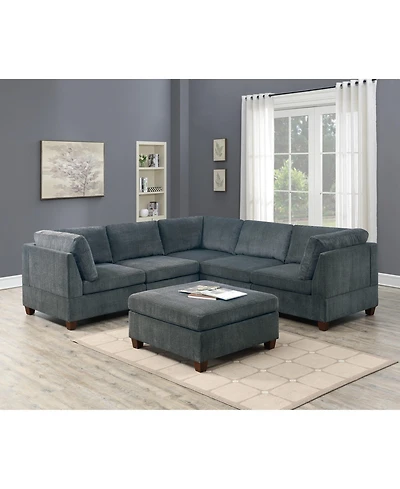 Streamdale Grey Chenille Modular Sectional 6 Piece Set