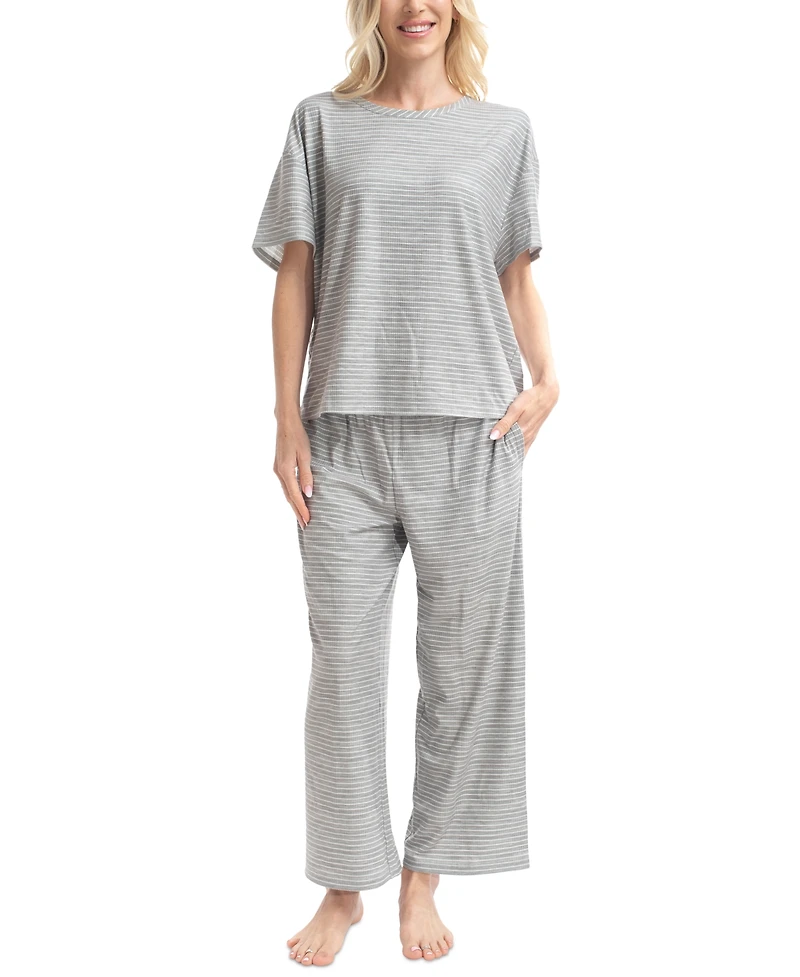 Muk Luks Women's Nautical Ribbed Lounge Pajama Set