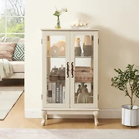Streamdale Furniture Elegant 2-Door Curio Cabinet with Mirrored Back and Adjustable Shelves