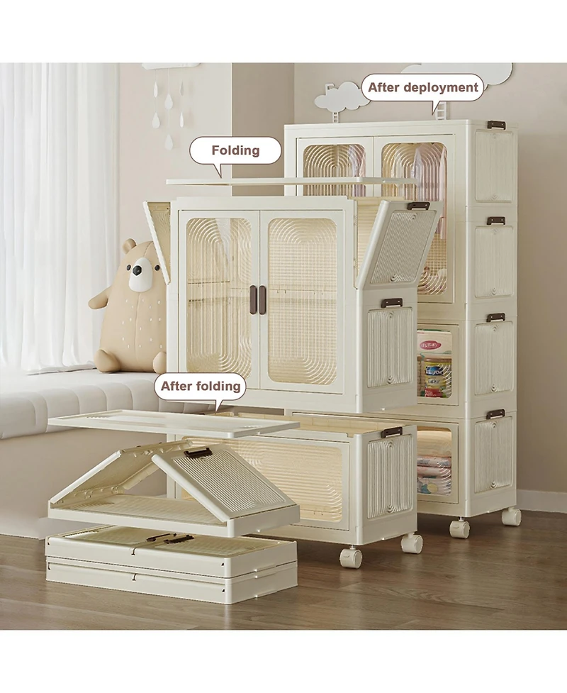 Streamdale Portable Wardrobe Closet with Hanging Rod & Cubbies