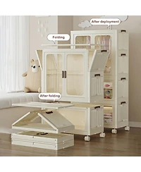 Streamdale Portable Wardrobe Closet with Hanging Rod & Cubbies