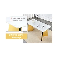 Streamdale 63" Snow Mountain Table & 6 Black Pu Chairs
