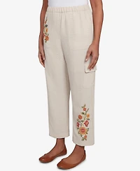 Alfred Dunner Women's Copper Canyon Floral Embroidered Ankle Pants