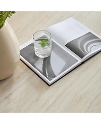 Streamdale Fiberglass Coffee Table for Living Room, 35.43" Vintage Decor, Imitation Stone