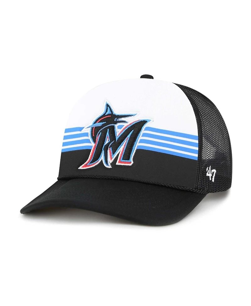 '47 Brand Men's Black Miami Marlins Lift Off Foam Front Mesh Trucker Adjustable Hat