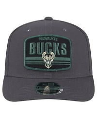 New Era Men's Graphite Milwaukee Bucks Team Elevated Patch 9SEVENTY Adjustable Hat