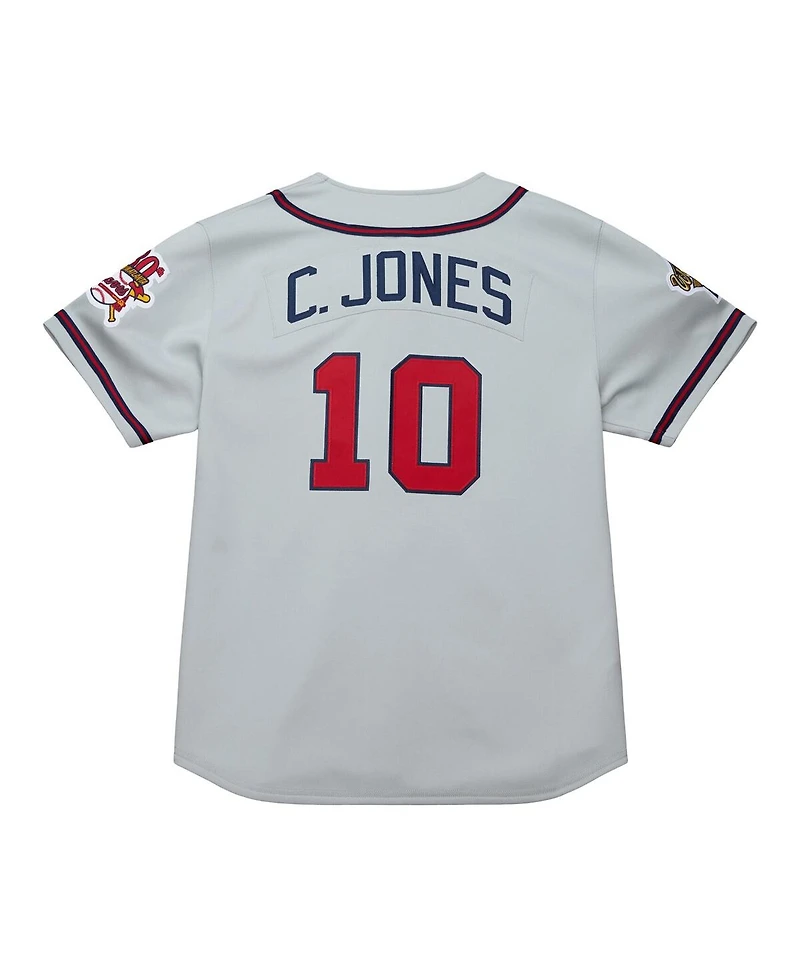 Mitchell & Ness Men's Chipper Jones Gray Atlanta Braves 1995 Throwback Authentic Jersey