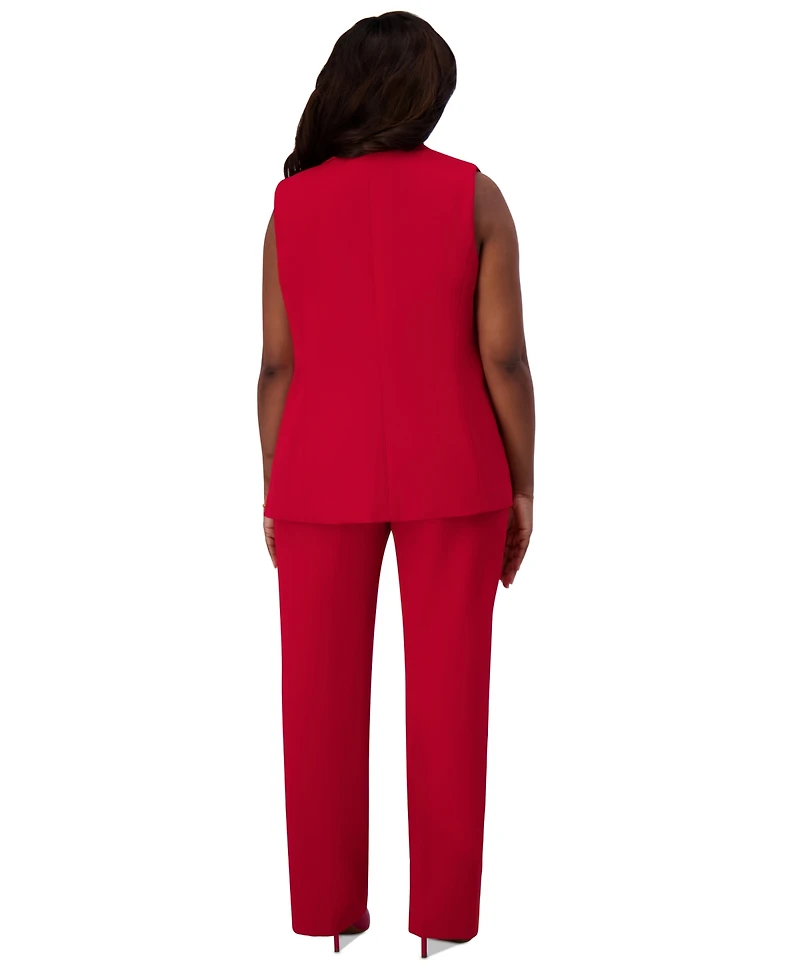 Kasper Notched Collar Open-Front Regular & Plus Sizes Vest Jacket