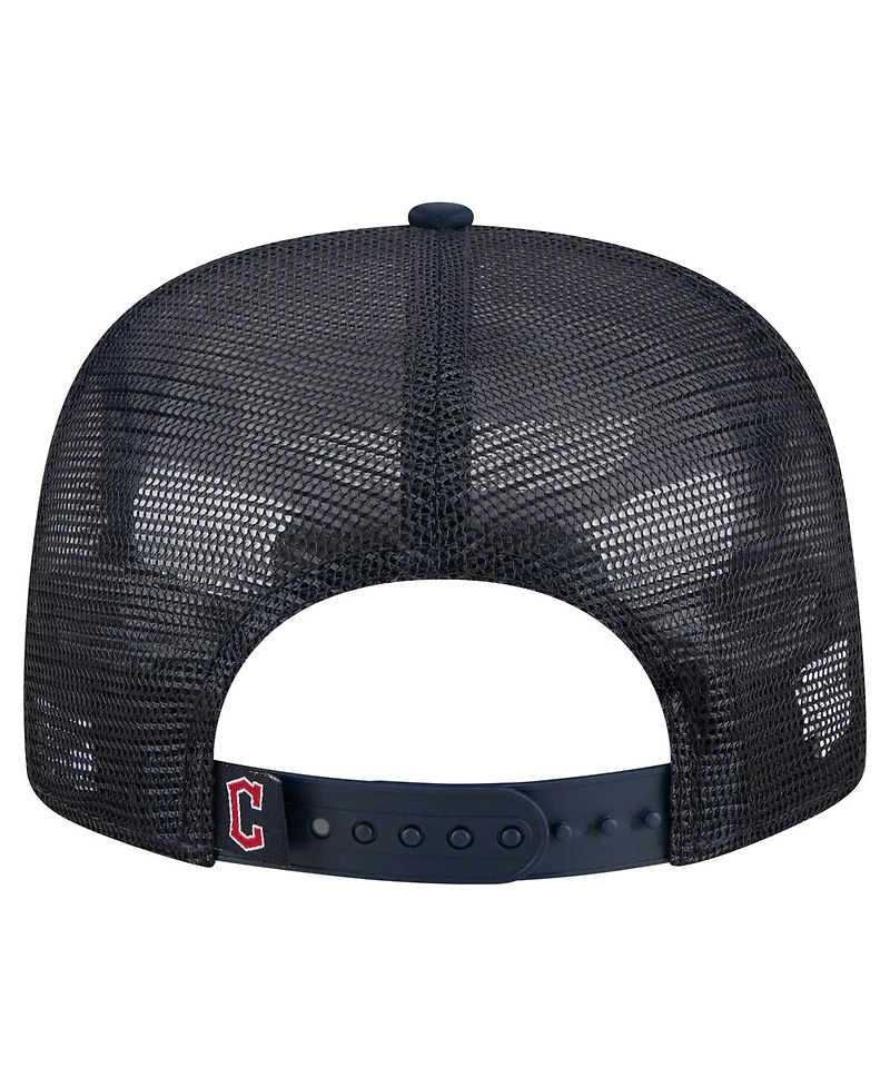 New Era Men's Navy Cleveland Guardians Retro Satin Script Golfer Adjustable Hat