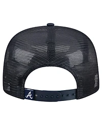 New Era Men's Navy Atlanta Braves Retro Satin Script Golfer Adjustable Hat