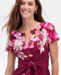 Adrianna Papell Women's Floral-Print Tie-Front Sheath Dress