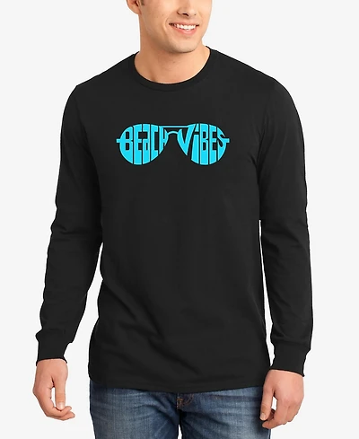 La Pop Art Men's Beach Vibes Word Long Sleeve T-Shirt