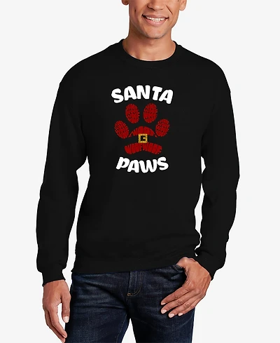 La Pop Art Men's Santa Paws Word Crewneck Sweatshirt