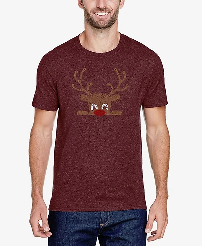 La Pop Art Men's Peeking Reindeer Premium Blend Word T-Shirt