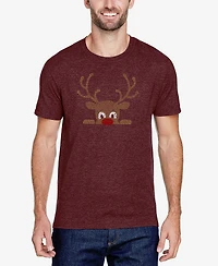 La Pop Art Men's Peeking Reindeer Premium Blend Word T-Shirt