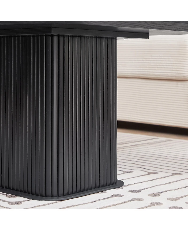 Streamdale Coffee Table Black Oak Wood Surface and Black Metel Feet